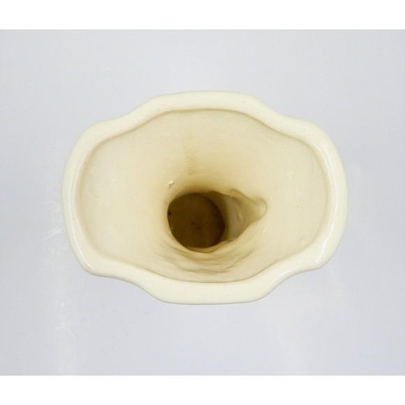 Cornucopia Vase Yellow Rose Gold Trimmed Ceramic USA - Picture 7 of 11